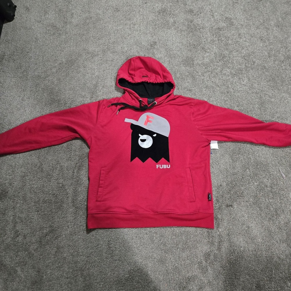 FUBU The Collection Bear Hoodie – Size M – Red – Graphic‎ Streetwear